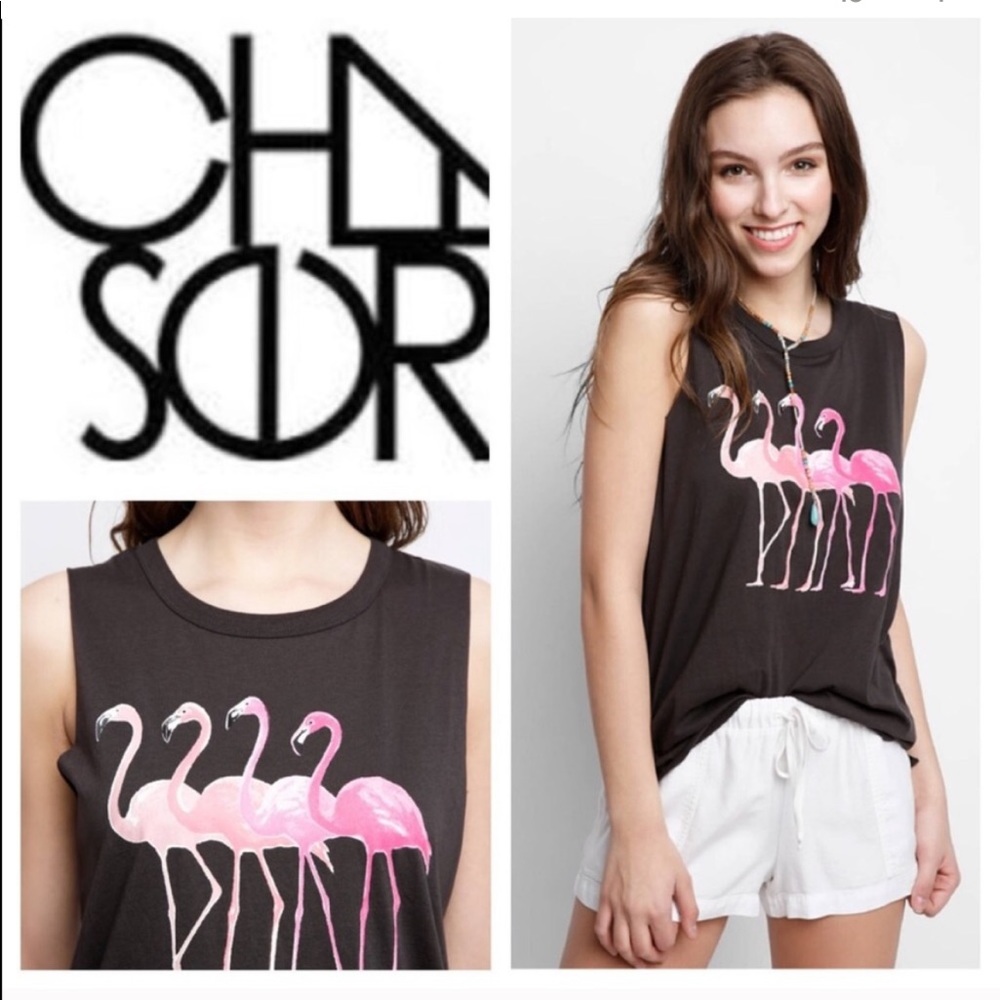 Like New Chaser pink flamingo muscle tank XS